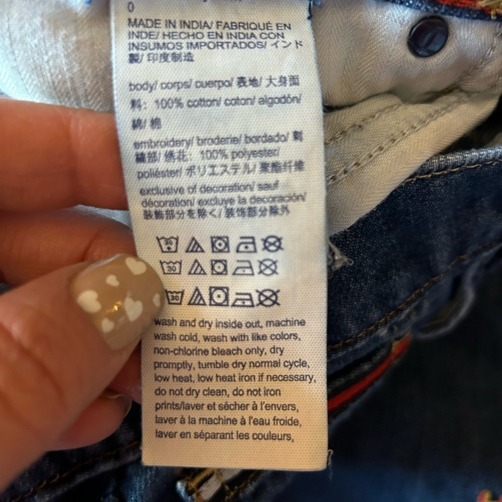 Tommy Hilfiger Embroidered Multi-color Sig. TH Boyfriend Copain Jeans Sz 0 - Picture 10 of 12